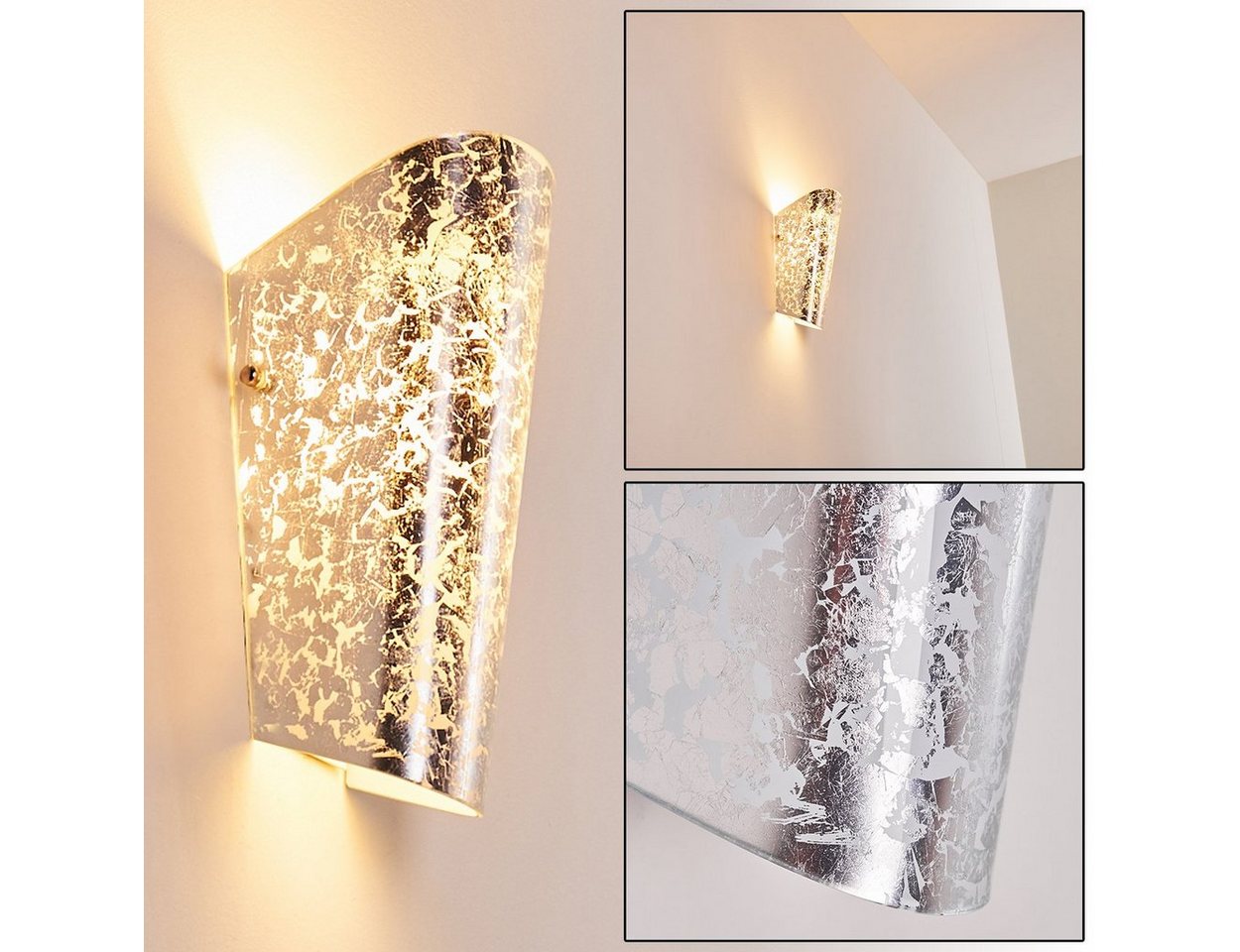 hofstein Wandleuchte »Volvera« Wandlampe aus Glas in Silber, ohne Leuchtmittel, Wandspot mit Up&Down-Effekt, 1xE27, mit Lichteffekt hofstein Wandleuchte »Volvera« Wandlampe aus Glas in Silber, ohne Leuchtmittel, Wandspot mit Up&Down-Effekt, 1xE27, mit Lichteffekt von hofstein