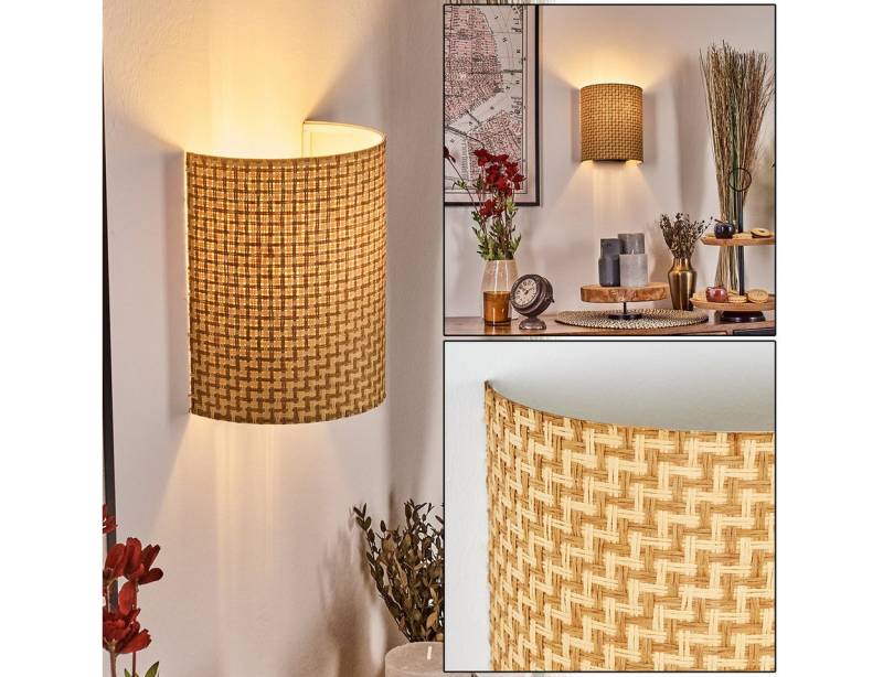 hofstein Wandleuchte Wandlampe aus Metall/Bast in Schwarz/Weiß/Naturfarben, Leuchte im Boho-Design mit Lichteffekt und Schalter am Kabel, E27 hofstein Wandleuchte Wandlampe aus Metall/Bast in Schwarz/Weiß/Naturfarben, Leuchte im Boho-Design mit Lichteffekt und Schalter am Kabel, E27 von hofstein
