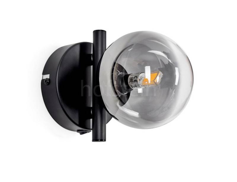 hofstein Wandleuchte Wandlampe aus Metall/Glas in Schwarz/Rauchfarben/Klar, ohne Leuchtmittel, Leuchte im Retro-Design aus Glas Schalter, 1 x G9, ohne Leuchtmittel von hofstein