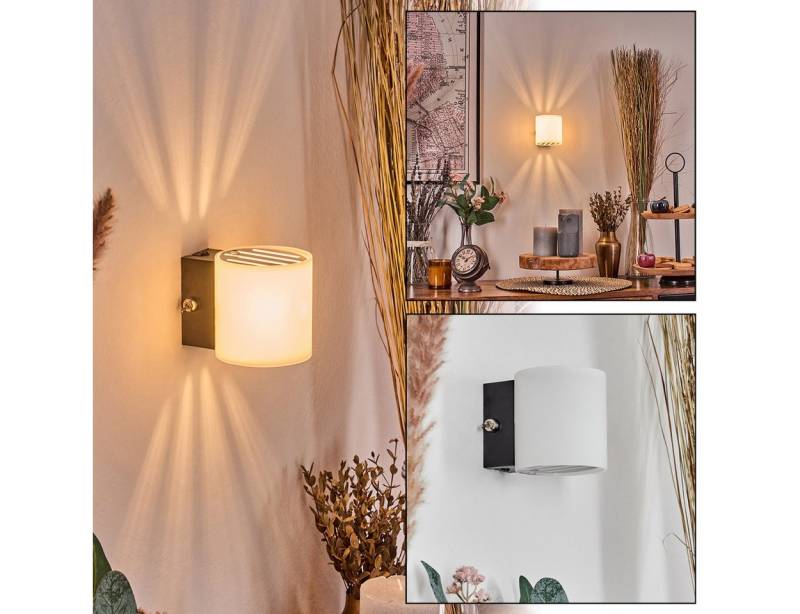 hofstein Wandleuchte Wandlampe aus Metall/Glas in Schwarz/Weiß, ohne Leuchtmittel, moderne Up&Down-Leuchte mit Lichteffekt, Schalter am Gehäuse, G9 von hofstein