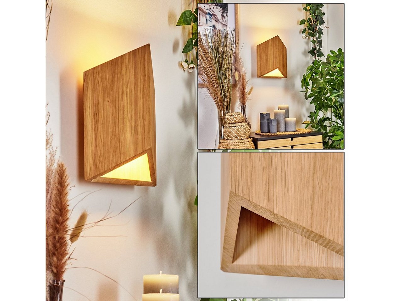 hofstein Wandleuchte moderne Wandlampe aus Holz in Natur, LED fest integriert, 3000 Kelvin, mit tollem Up&Down Lichteffekt an der Wand, 8 Watt, 720 Lumen von hofstein