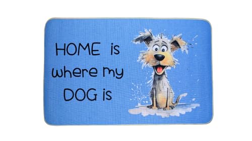 hola-world. Originelle Fußmatte für Eingangs- und Innentür (Küche, Schlafzimmer, Wohnzimmer usw.), rutschfeste Unterseite aus Gummi, maschinenwaschbar, Modell: Dog. Maße: 45 x 70 cm. von hola-world