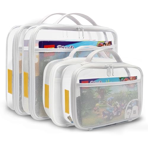 holay 4er-Packung PVC mit Reißverschluss Blocks Set, Spielzeug, Ton, Brettspiel Aufbewahrung Organisierer Koffer Tasche(Namensschild, Handbuch-Tasche) (Weiß, Klein,Groß) von holay
