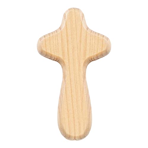 Kreuz halten | -Klebekreuz aus Holz | Kleines handgehaltenes Holzkreuz | Tragbares Taschenkreuz aus Holz | Herstellung von religiösen Halskettenanhängern für Schmuck | Geschenk zum Gebet von holexty