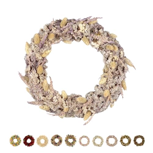 PHILARO Trockenblumenkranz Slim Flieder Ø 29cm - kein Plastik I Trockenblumen Premium Qualität aus Europa - Türkranz - Tischkranz - Wandkranz - Trockenblumenkranz von holiki