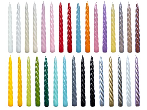 holiki gedrehte Kerzen No. 1 in Gelb Matt - 6 stück Twisted Candles I gedrehte Spiralkerzen Stabkerzen Spitzkerzen - 23 x 2,2 cm - Trendkerzen von holiki