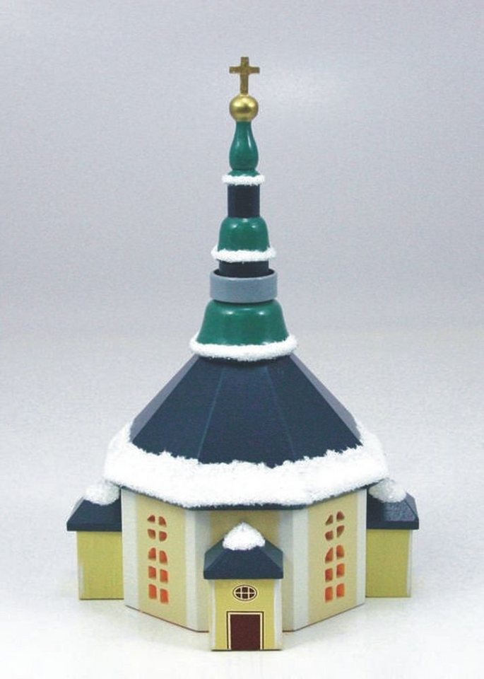 holz.kunst Stephan Kaden Weihnachtsfigur Tischdekoration Seiffener Kirche mit Schnee bunt Höhe 10cm NEU von holz.kunst Stephan Kaden