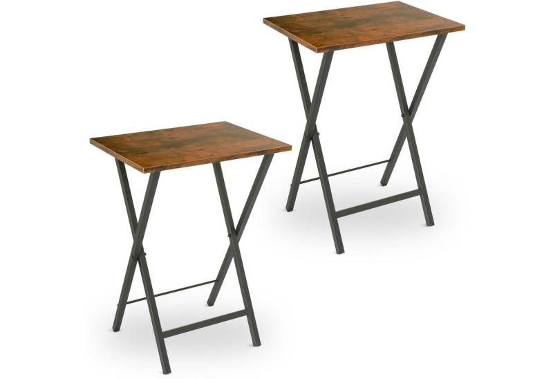 holz4home® Beistelltisch Klapptisch 2er Set I MDF Couchtisch Vintage I Industrial Klapptisch (2er Set), Klappbar von holz4home®