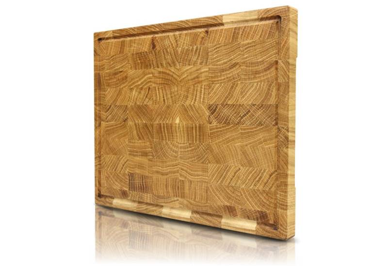 holz4home® Schneidebrett Küchenbrett aus Eichenholz I Hackbrett mit Saftrille in 3 Größen, Stirnholz mit Würfelmuster von holz4home®