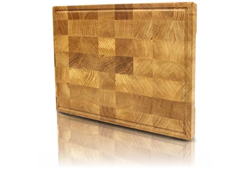 holz4home® Schneidebrett Küchenbrett aus Eichenholz I Hackbrett mit Saftrille in 3 Größen, Stirnholz mit Würfelmuster von holz4home®