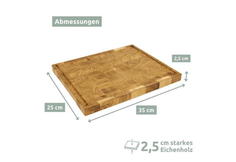 holz4home® Schneidebrett Schneidebrett mit Würfelmuster - Stirnholz, Eiche - 35 x 25 x 2,5cm, Holz, mit "holz4home" Einbrand seitlich von holz4home®