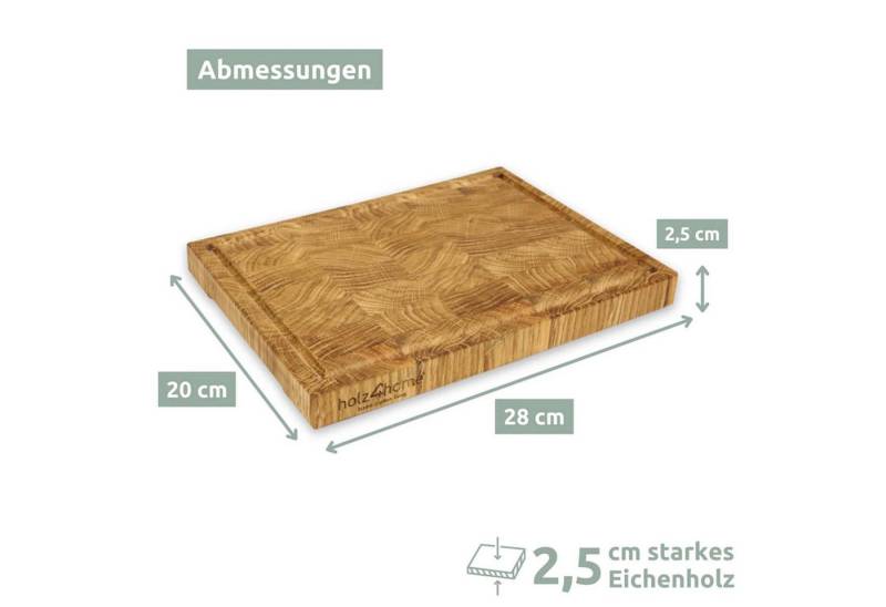 holz4home® Schneidebrett Schneidebrett mit Würfelmuster - Stirnholz, Eiche - 28 x 20 x 2,5cm, Holz, mit "holz4home" Einbrand seitlich von holz4home®