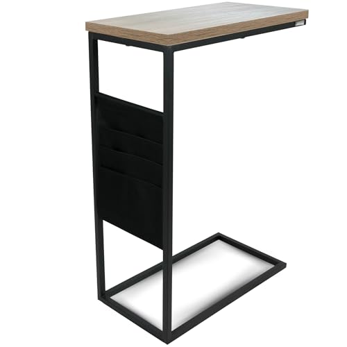 holz4home® Beistelltisch aus MDF Sonoma Eiche I Größe: 46x25x67 cm I Optimal nutzbar als Couchtisch oder schmaler Nachttisch I Metallgestell und MDF von holz4home