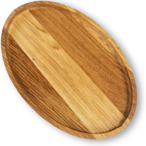 holz4home® Eckiges Dekotablett aus hochwertigem Eichenholz mit Kante I Form: Oval - 24,5 x 39 cm I Holzplatte als Untersetzer oder Dekoschale für Bad oder Wohnzimmer von holz4home