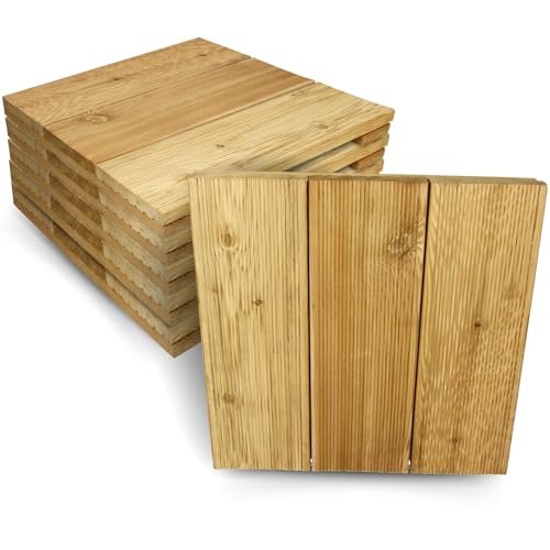 holz4home® Holzfliese aus Lärche 43x43 cm I Terrassendiele Witterungsbeständig feine Maserung I Terrassenfliese rutschfest schnell trocknend von holz4home