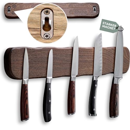 holz4home® La Madera Messerleiste Premium aus Holz | Eiche Dunkel | magnetisch 50 cm lang | Starker Magnet Messerhalter | Holzmesserhalter | von holz4home