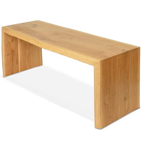 holz4home® Massivholzbank L I Sitzbank aus Eiche mit Baumkante ohne Lehne I Echtholz Holzbank Hocker für Wohnzimmer Badezimmer Flur oder Küche I Sitzhocker Massiv von holz4home