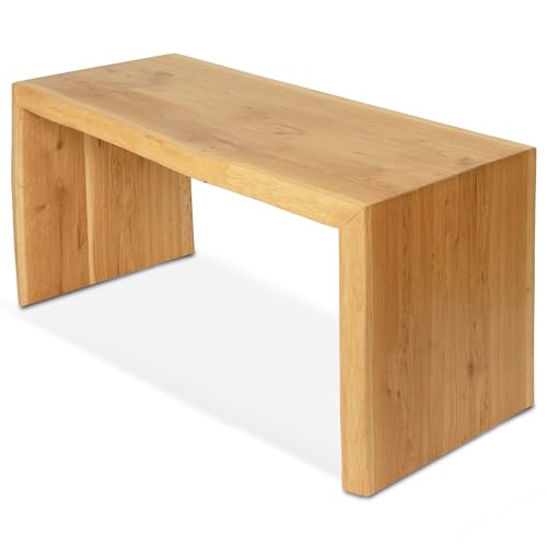 holz4home® Massivholzbank M I Sitzbank aus Eiche mit Baumkante ohne Lehne I Echtholz Holzbank Hocker für Wohnzimmer Badezimmer Flur oder Küche I Sitzhocker Massiv von holz4home