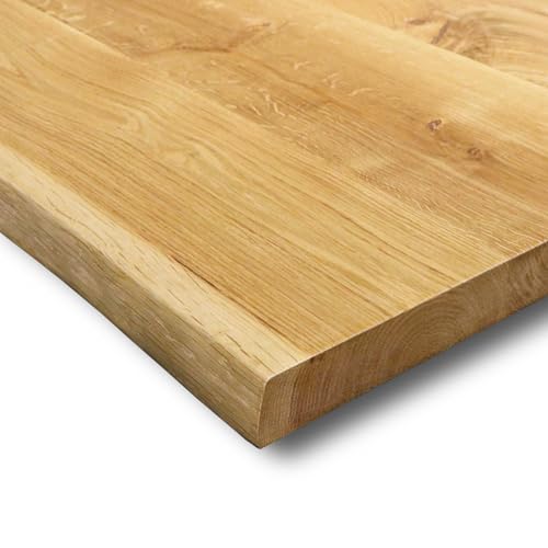 holz4home® Tischplatte mit Baumkante Massivholz Eiche I 120 x 70 x 4 cm LxBxH I Esstisch-Platte Schreibtischplatte I Echtholz von holz4home