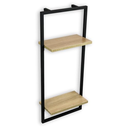 holz4home® Wandregal High Schwarz gerahmt I 30x15x70 cm I Hochwertiges MDF & Metall I inkl. Befestigungen aus Stahl für Schweberegal Industrial Flair von holz4home