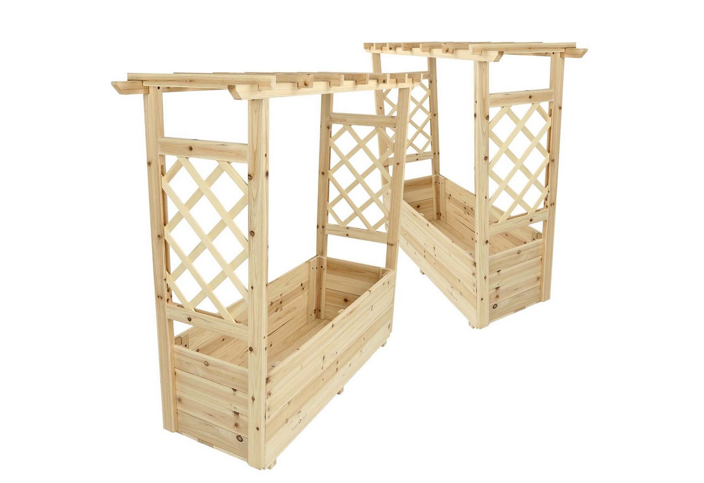 holz4home® Hochbeet 2er Set Pflanzkästen mit Rankgittern & Dach - Tannenholz - 98x33x103cm holz4home® Hochbeet 2er Set Pflanzkästen mit Rankgittern & Dach - Tannenholz - 98x33x103cm von holz4home®