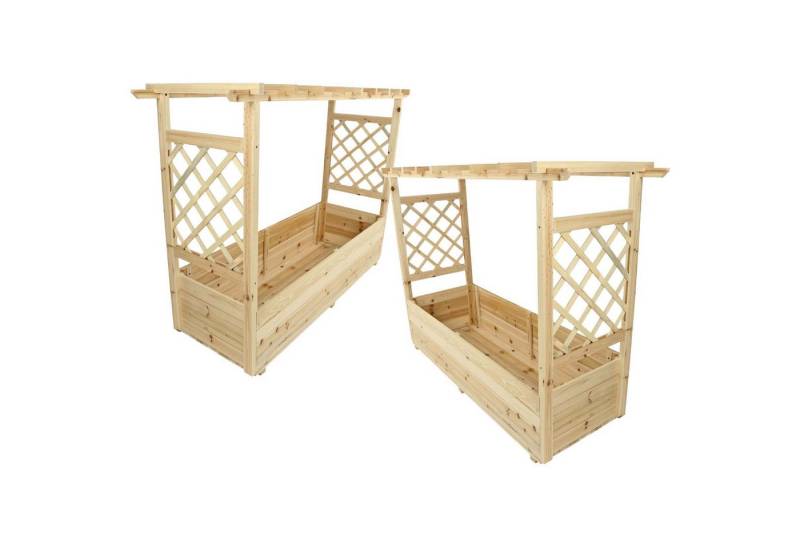 holz4home® Hochbeet 2er Set Pflanzkästen mit Rankgittern & Dach -Tannenholz - 128x44x103cm von holz4home®