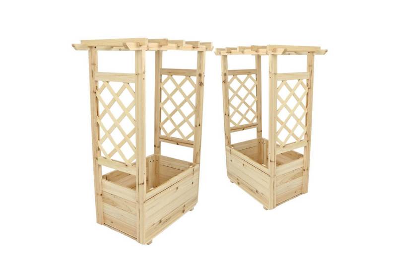 holz4home® Hochbeet 2er Set Pflanzkästen mit Rankgittern & Dach - Tannenholz - 58x34x103cm von holz4home®