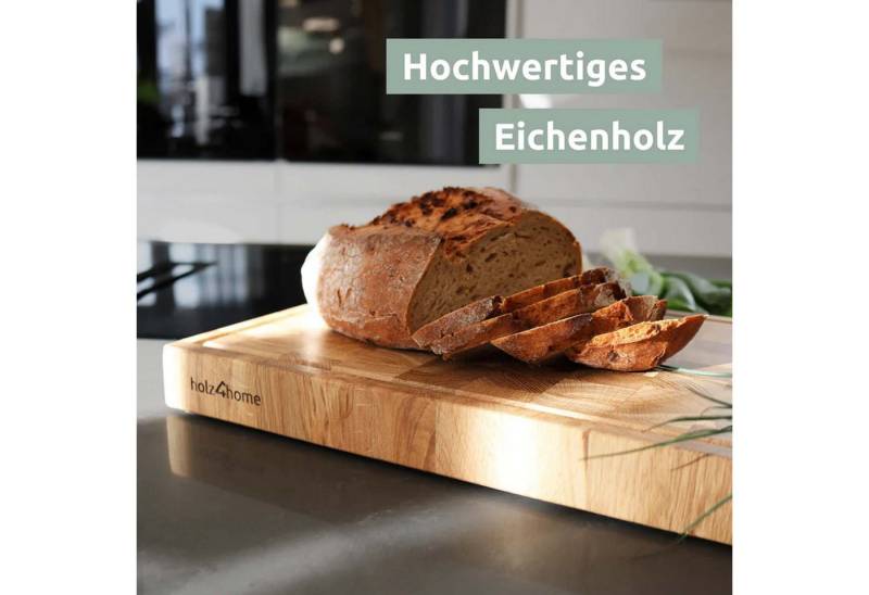 holz4home® Schneidebrett Premium Schneidebrett - Stirnholz, Eiche - 40 x 30 x 4cm, Holz, mit "holz4home" Einbrand seitlich von holz4home®
