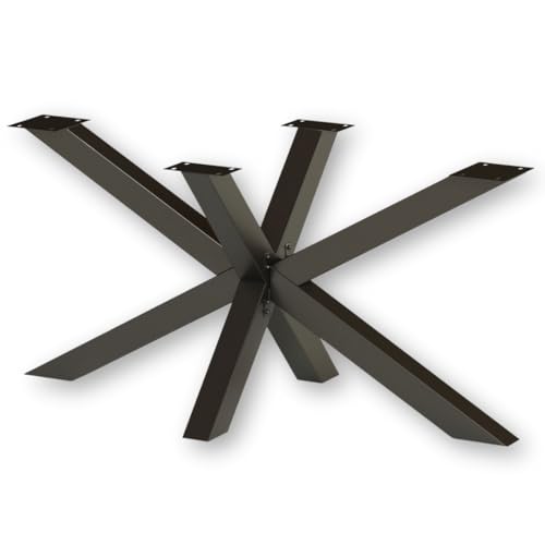 holz4home® Tischgestell Hora Spider I Maße: 150 x 75 x 72 cm I Schwarz Pulverbeschichtet I Tischbeine für Esstisch aus Stahl I Schwerlast Massiv Rahmen I X-Gestell von holz4home