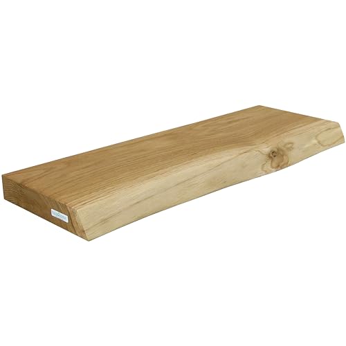 holz4home® Wandregal mit Baumkante 60 cm Länge, Natur Geölt I Schweberegal mit Befestigung im modernen Stil von holz4home