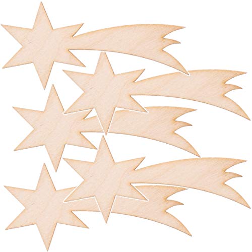 holzalbum geschlossene Sternschnuppen 5 Stück 6,5 x 3 cm Holz Decoupage Weihnachts Schmuck von holzalbum
