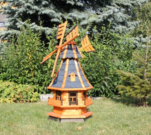 Gartenwindmühle mit Solar blau Typ 4.1 von Holzdekoladen