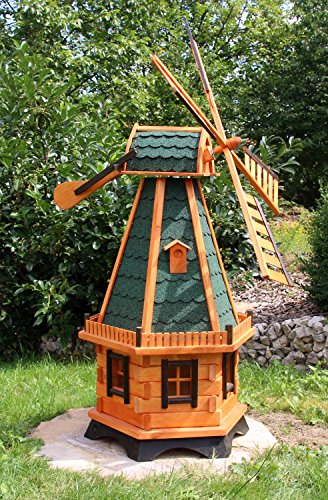 Große Windmühlen, Windmühle Holz behandelt Typ 23.1 und Solarbeleuchtung (groß, Grün) von holzdekoladen