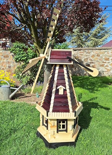 Holzdekoladen Holzwindmühle mit Solarbeleuchtung Typ 7.1 (XXL braun/Natur), WMS7.1 von holzdekoladen