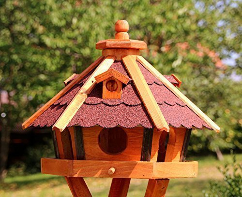 Holzdekoladen Vogelhaus, Vogelhäuser mit und ohne Ständer behandelt Typ 23 (Rot, ohne Ständer) von holzdekoladen