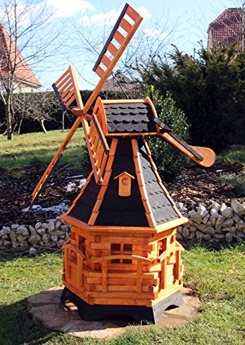 XXL Windmühle 1,40 m aus Holz mit Solar Typ 20.1 (schwarz) von holzdekoladen