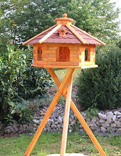 holzdekoladen Maxi Vogelhaus Vogelhäuser mit und ohne Ständer 67 x 45 cm behandelt Typ 5.1 (mit Ständer, Rot) von holzdekoladen