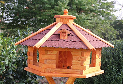 holzdekoladen Maxi Vogelhaus Vogelhäuser mit und ohne Ständer 67 x 45 cm behandelt Typ 5.1 (ohne Ständer, Rot) von holzdekoladen