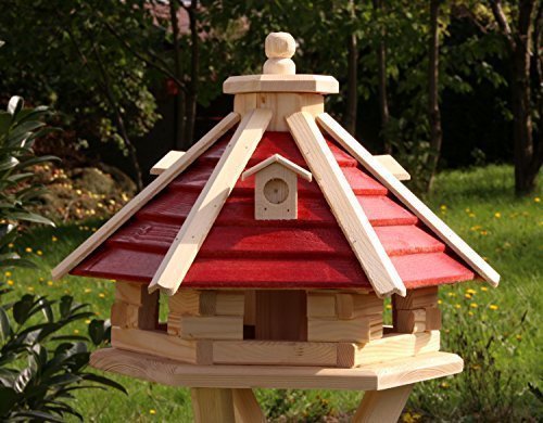 Vogelhaus Vogelhäuser aus Holz Typ 21 (ohne Ständer, Rot) von holzdekoladen