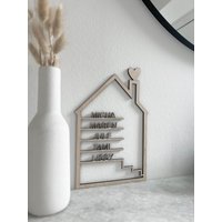 Holzhaus Personalisiert | Deko Eingang Diele Einzugsgeschenk Haus Mit Namen Wanddeko von holzdesignjsn