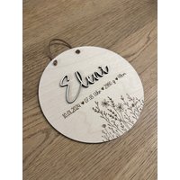 Namensschild Mit Geburtsdaten Aus Holz Personalisiertes Geschenk Zur Geburt Taufe Kinderzimmer Deko von holzdesignjsn