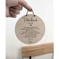 Personalisiertes Plättchen | Holzschild Geschenk Patenkind Taufe Pate Geburtstag Wünsche von holzdesignjsn