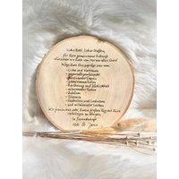 Eigene Handschrift/Zeichnung Auf Baumscheibe Graviert Handschriftlich Schrift Holz Geschenk Ehegelübte Erinnerung Familie Mutter Vater Eigene Handschrift/Zeichnung Auf Baumscheibe Graviert Handschriftlich Schrift Holz Geschenk Ehegelübte Erinnerung Familie Mutter Vater von holzgeschenke24