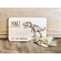 Frühstücksbrett Brettchen Brett Weihnachtsgeschenk T-Rex Dinosaurier Dino Junge Kindertag Geschenk Geburtstag Kindergarten Kind Einschulung von holzgeschenke24