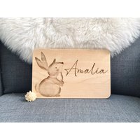 Frühstücksbrett Brettchen Weihnachtsgeschenk Brett Kindertag Kinder Ostern Osterhase Mädchen Jungen Geschenk Geburtstag Hase Geburt Kind von holzgeschenke24