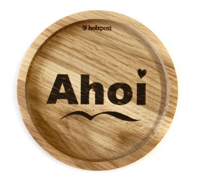 holzpost GmbH Becheruntersetzer Holzuntersetzer Ahoi Herz, Untersetzer aus massiver Eiche von holzpost GmbH