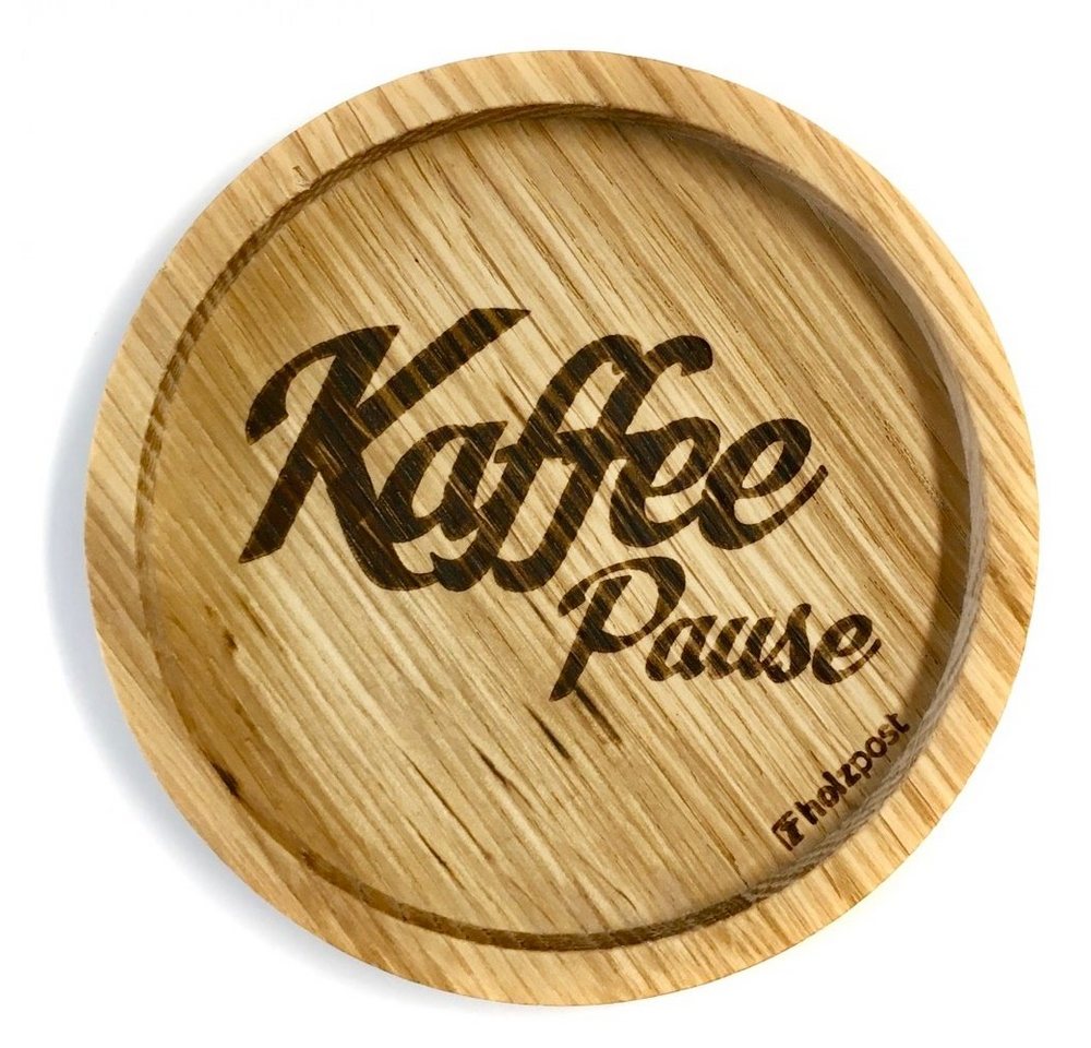 holzpost GmbH Flaschenuntersetzer Holzuntersetzer Kaffee Pause", Untersetzer aus massiver Eiche" von holzpost GmbH