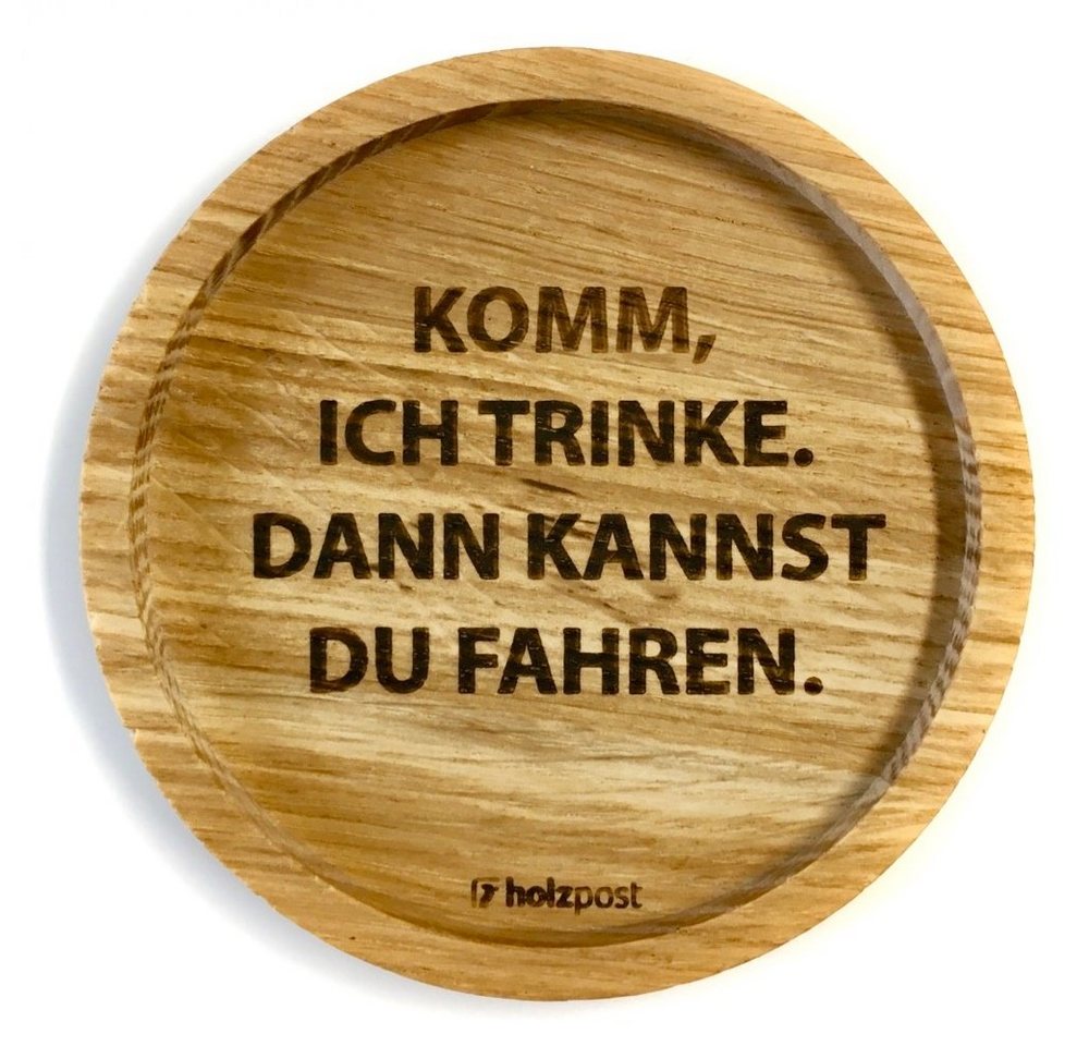 holzpost GmbH Getränkeuntersetzer Holzuntersetzer Fahren", Untersetzer aus massiver Eiche" von holzpost GmbH