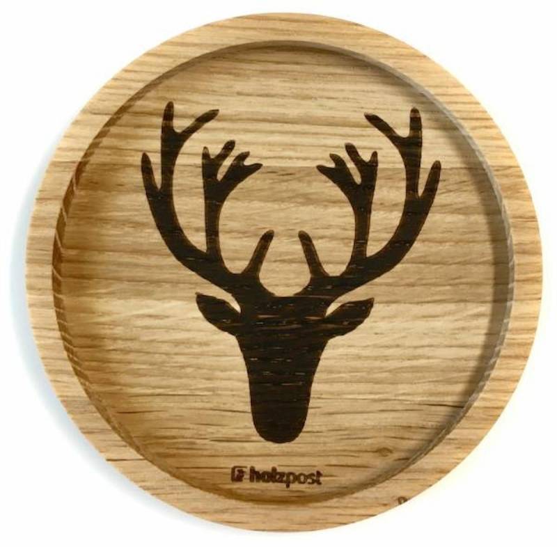 holzpost GmbH Getränkeuntersetzer Holzuntersetzer "Hirsch" von holzpost GmbH
