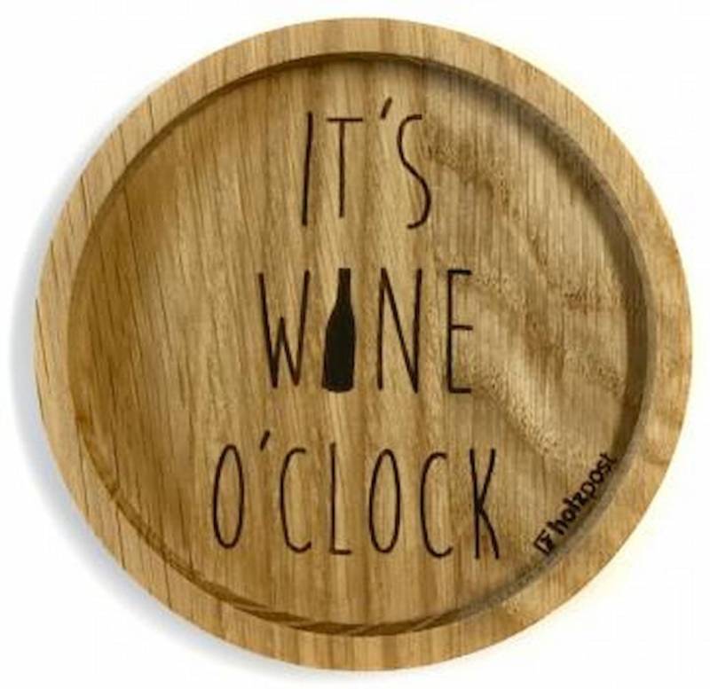 holzpost GmbH Getränkeuntersetzer Holzuntersetzer "It´s wine o´clock" von holzpost GmbH